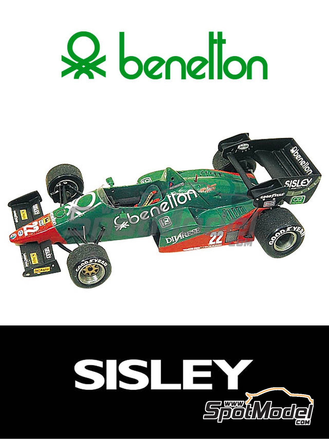 Alfa Romeo 184T sponsored by Benetton - Italian Formula 1 Grand Prix 1984.  Car scale model kit in 1/43 scale manufactured by Tameo Kits (ref. TMK012)